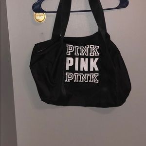Pink duffel bag